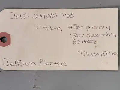 Used 1988 JEFFERSON ELECTRIC 244-001-458 Transformers British Columbia CA | Lenmark #265747