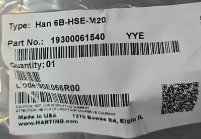 Rohs Han 6B-HSE-M20 Conn Hood Side Entry Loc4E18
