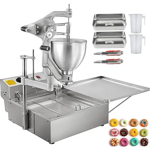 Donut Fryer Manual Commercial Mini Donut Maker 9L Capacity Hopper Donut Fryer Commercial 3 Donut Moulds Donut Machine