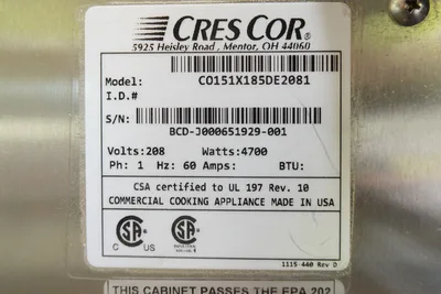 NEW CRES-COR ELECTRIC UNDERCOUNTER ROAST-N-HOLD CONVECTION OVEN MODEL CO151X185DE2081