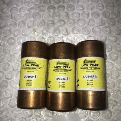 **New Busman Low Peak Time Delay Fuse (Lot Of 3) LPJ-50SP ( QTY- 1-LPJ-45SP)#