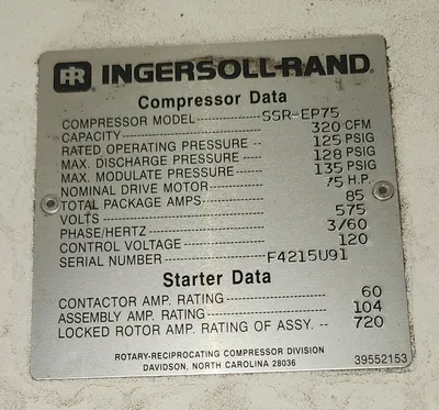 USED INGERSOLL RAND SSR-EP75