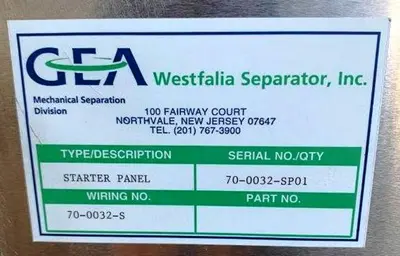 Westfalia NA 7-06-076 clarifier centrifuge, 316SS.
