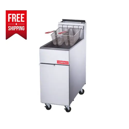 Compass DCF5 70 lb. Natural Gas Deep Fryer – 5 Tube Burners, 150,000 BTU