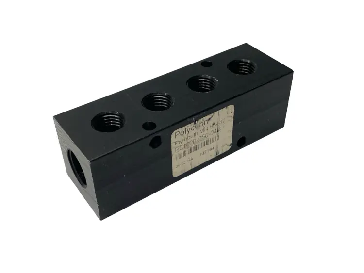 Used POLYCONN PNEUMATIC MANIFOLD 4X 1/4" NPT OUT 3/8"NPT IN Parts (Hydraulics and Pneumatics) Michigan US | Maverick Industrial Sales #1091873