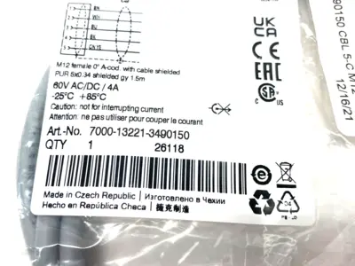 NEW MURRELEKTRONIK SINGLE ENDED M12 FEMALE 0° A-COD. CORDSET