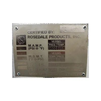 Unused Stainless Steel Rosedale High Pressure Liquid Filtration Strainer System