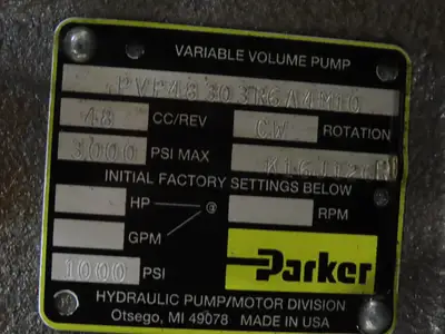 Parker Hydraulic Power Unit 44GPM 200Gal Tank Dual Variable Pump 40Hp 230/460V