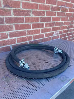USED STEAM KING 205MB 1" 2 WIRE BRAID 250 PSI 232" FLEXIBLE HOSE W/ 1" NPT FITTINGS