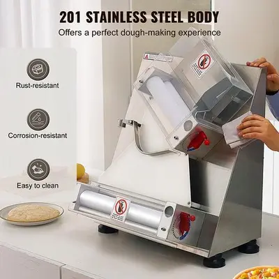 Pizza Dough Roller Sheeter, 3-12 Inch Automatic Commercial Pizza Press