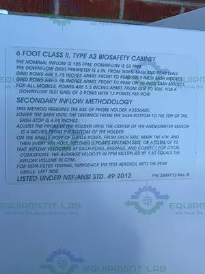 USED LABCONCO 302611100 CLASS II TYPE A2 LOGIC + BIOLOGICAL SAFETY CABINET 6 FT, 115V