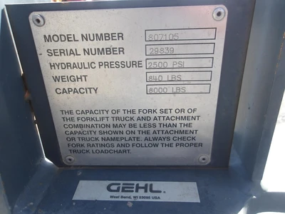 Used 2016 GEHL 807105 Pallet Forks California US | Western Trencher & Equipment, Inc. #1497803