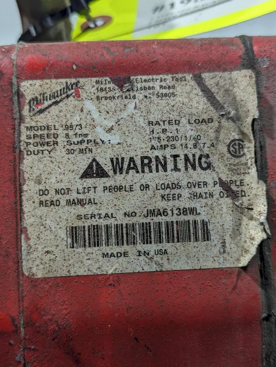 Used MILWAUKEE 9573 Hoists (All Types) Ohio US | Yoder Brothers machinery #89922