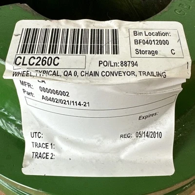 Chain Conveyor Trailing Wheel 8-1/4” OD 3-1/4” ID 5/8” Groove || FAST SHIPPED