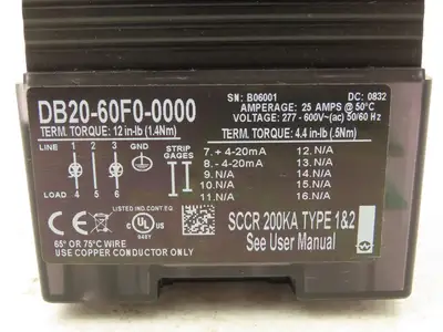 Watlow DB20-60F0-0000 Solid State Power Control Din-a-mite 277-600VAC 25A
