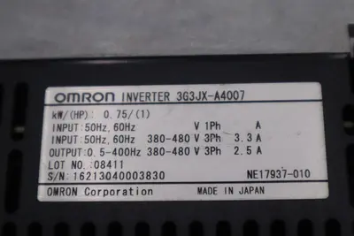 OMRON 3G3JX-A4007 JX FREQUENCY INVERTERS DRIVE VARIABLE FREQUENCY STOCK 2991C