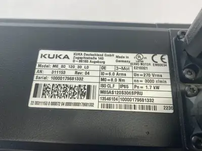 USED KUKA 3-PHASE SERVO MOTOR ME_80_120_30_L0