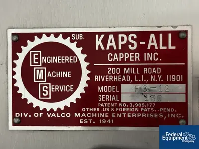 USED Kaps All Kaps-All FS-12 Capper