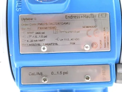 USED ENDRESS + HAUSER PMD75-TAC7D61DAMU DIFFERENTIAL PRESSURE TRANSMITTER
