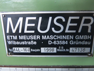USED MEUSER M4L-160 HOLLOW SPINDLE LATHE