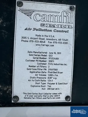 USED Camfil Camfil Farr Model GS2 Carbon Steel Dust Collector