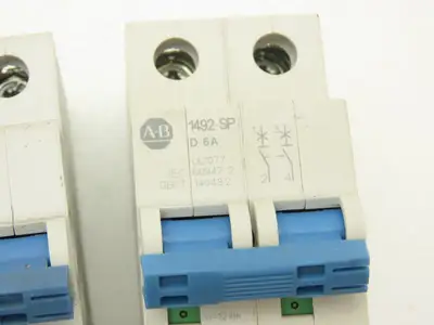 Allen Bradley 1492-SPM2D060 Circuit Breaker 6A 2 Pole 480 VAC Ser D Lot of 2