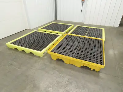Enpac 5116-YE Spill Containment 4 Drum Platform 53x53" 6000lbs 40 Gal Lot of 4