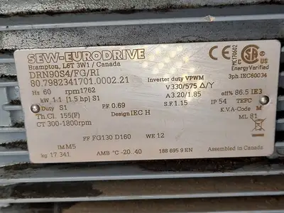Used SEW-EURODRIVE DRN90S4/FG/RI Motors (misc) British Columbia CA | Lenmark #246448