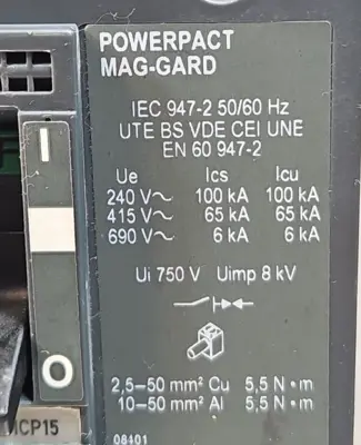 Square D GJL36015M03 PowerPact Mag-Gard Circuit Breaker, 15A, 480V Loc4D45