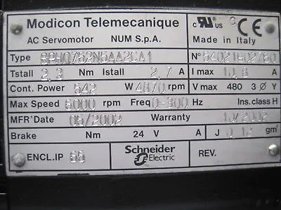 NEW MODICON GROUPE SCHNEIDER BPH0752N5AA2CA1 MOTOR