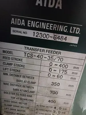 USED 2016 AIDA TCS-40-35/70