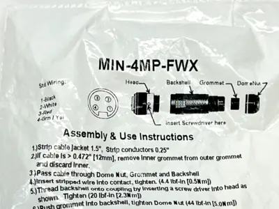 MIN-4MP-FWX | Mencom  Field Wireable Sensor Plug - New