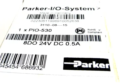 NEW PARKER PIO-530 OUTPUT CONTROL MODULE 8DO 24V DC 0.5A PIO530