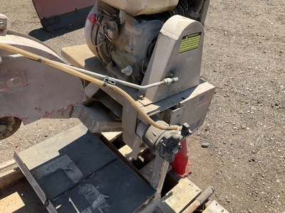 EDCO gas powered block saw model GMS14A-55H, no blade, Honda gas engine with recoil start, takes a 1...