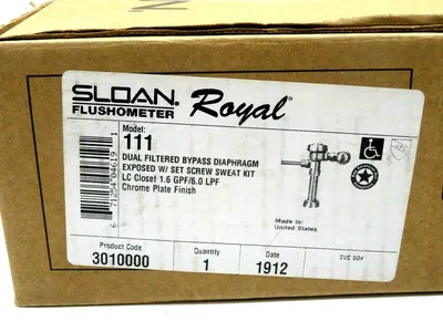 NEW SLOAN ROYAL 111 FLUSHOMETER DUAL FILTERED BYPASS LC CLOSET 1.6 GPF/6.0 LPF