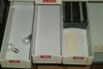 Small lot of Bulbs with 16 Drawer Cabinet