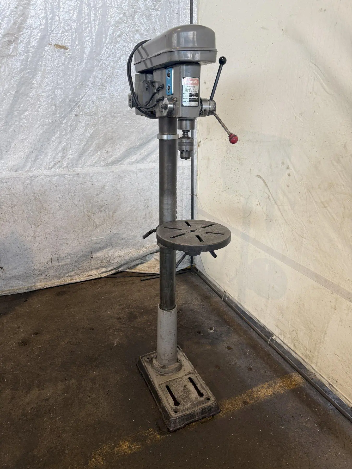 1/2 HP XTRATUFF FDP-58 12-SPEED HEAVY DUTY DRILL PRESS. STOCK #0543326