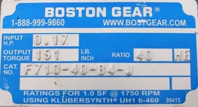 NEW BOSTON GEAR F710-40-B4-J GEAR REDUCER 40:1 F71040B4J