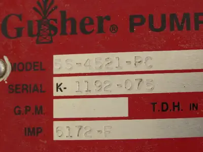 Gusher Pumps 5S-4521-PC Cast Centrifugal Pump 1/4Hp 3450rpm 208-230/460VAC 3PH