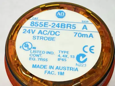 USED ALLEN-BRADLEY ORANGE STROBE LIGHT STACK SER A 50MM 24V AC/DC 70M