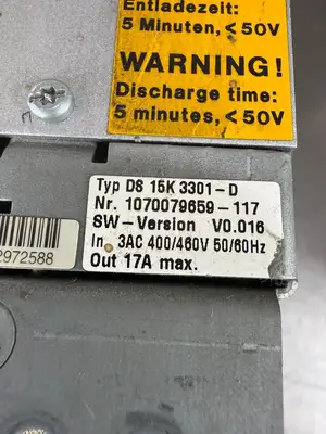 Bosch Rexroth DS-15K-3301-D Servo Drive 1070079659-117 (10.5.5)