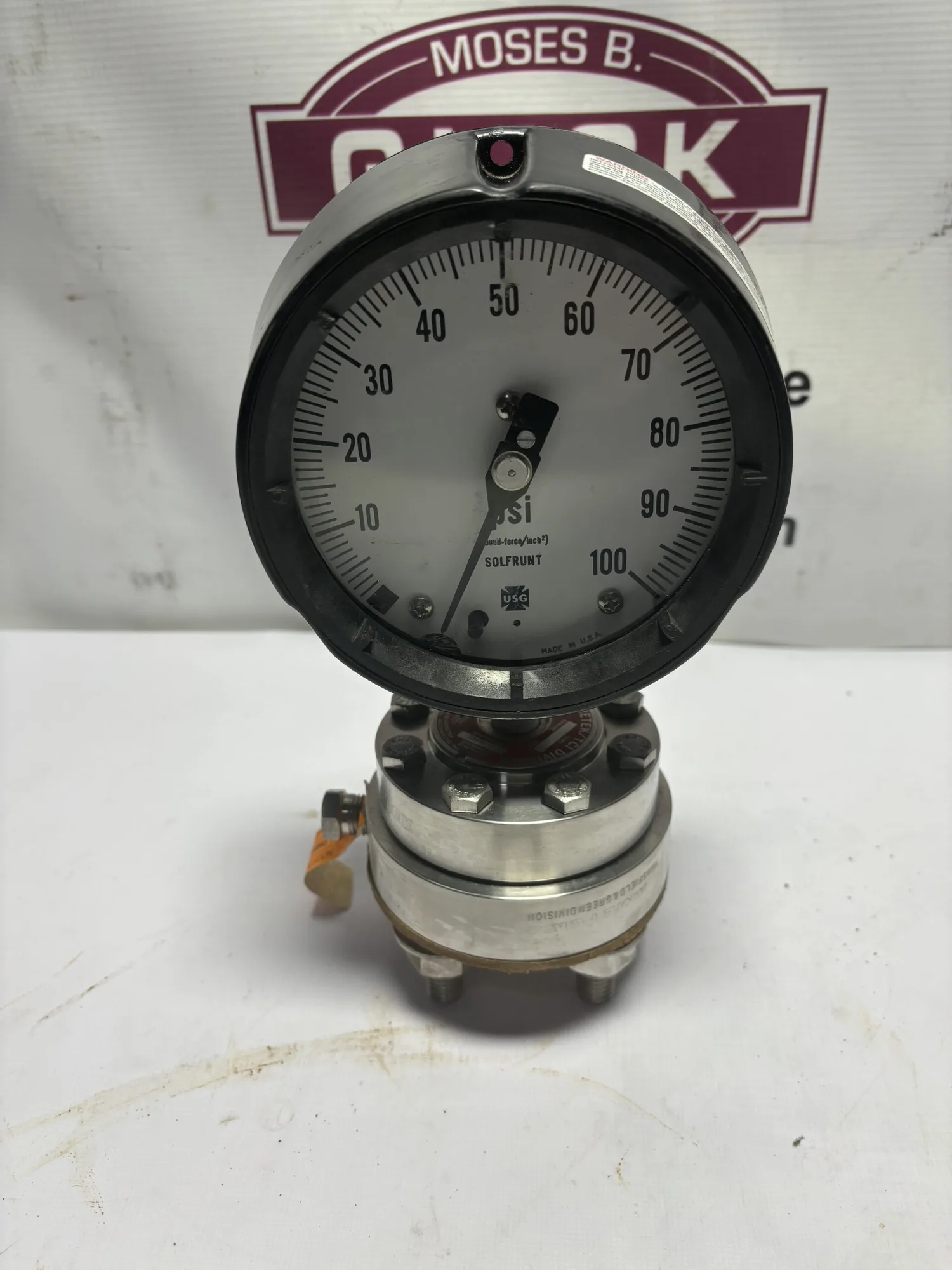 Ametek Pressure Gauge Tantalum Diaphragm flourolube 100 psi