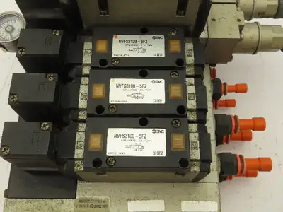 SMC NVFS3100-5FZ  5-Station Pneumatic Manifold with 24VDC Solenoid Valves