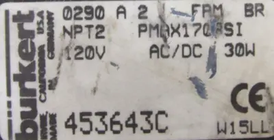 NEW BURKERT 453643C SOLENOID VALVE 0290-A-2 1051-2007