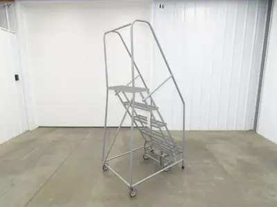 Cotterman Metal Rolling Ladder 5-Step 50"H Platform 24x7"Tread 80"H 30"W 450Lb