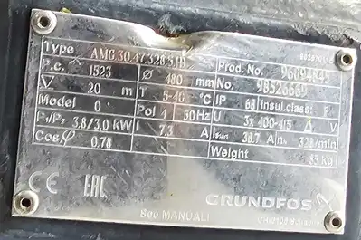 USED GRUNDFOS Model Number: AMG.30.47.385.IB