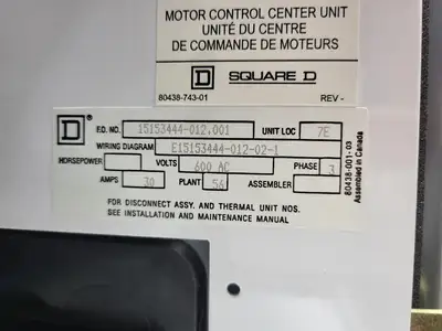USED SQUARE D MODEL 6