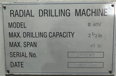 Used 2013 KNUTH R 60V RADIAL ARM DRILL Radial Drills Texas US | IRS Auction #1411254