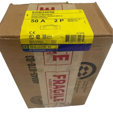 NEW SQUARE D EDB24050 CIRCUIT BREAKER 50A 2P 480Y/277V 50/60HZ