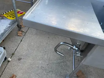 Used Falcon Restaurant Supply Used 112" 4 Compartment Commercial Stainless Sink with Twist Drains and Power Soak - SS14 Sinks Illinois US | Falcon Restaurant Supply #1376382